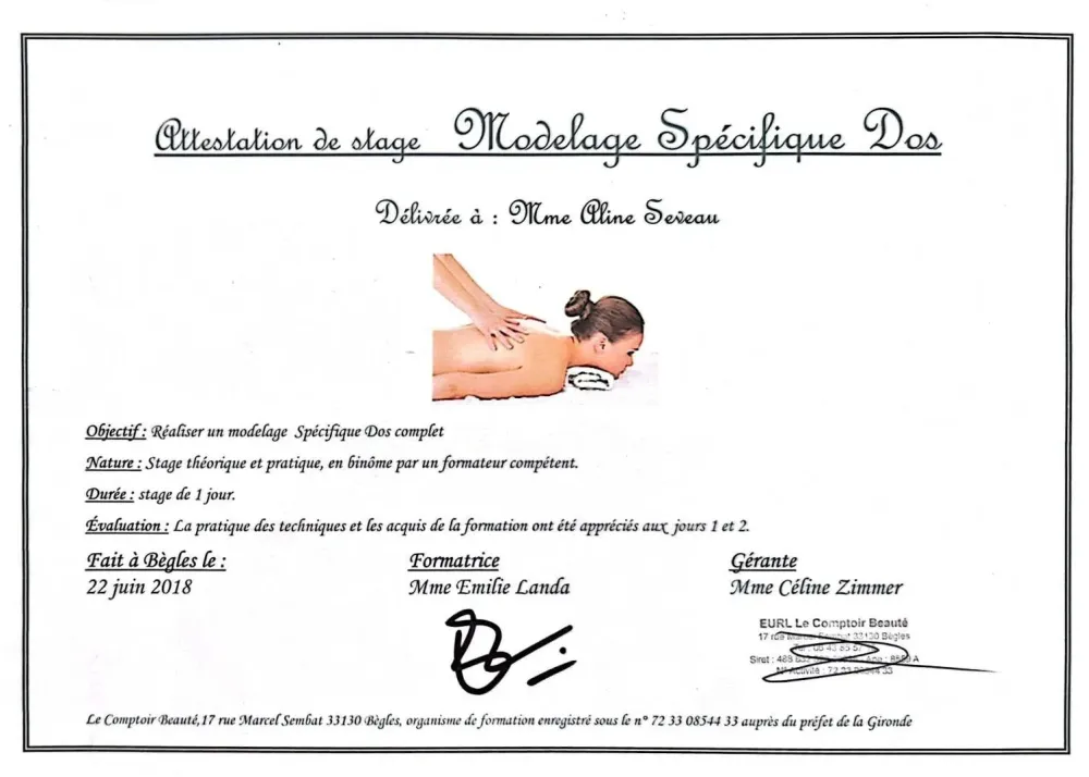 attestation modelage spécifique doswebp